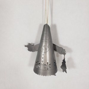 Hallmark Christmas Ornament Santa Claus Metallic Bell Style Snowflakes 4" VGC